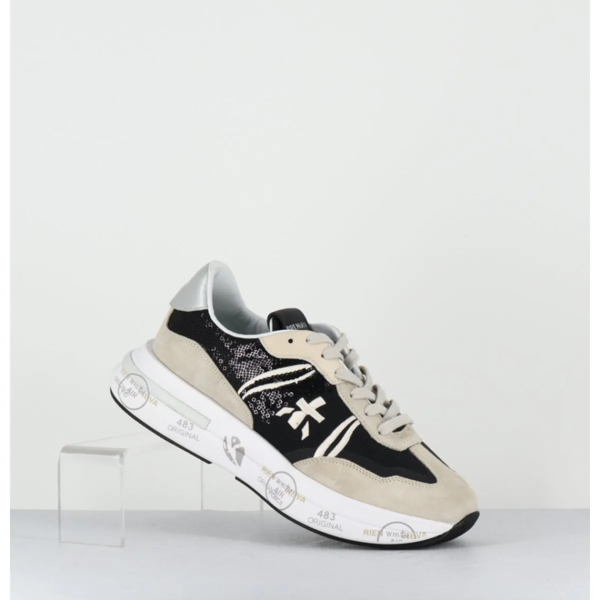 Sneakers^PREMIATA Sneakers ultra légère cuir & toile nylon sequins- CASSIE 6720 NOIR