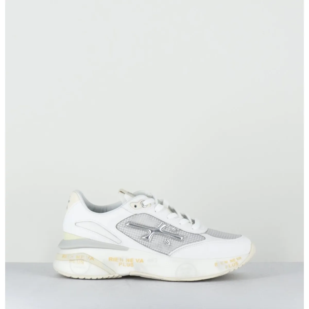 Sneakers^PREMIATA Sneakers ultra light toile he & cuir argent- MOERUND 6809 BLANC